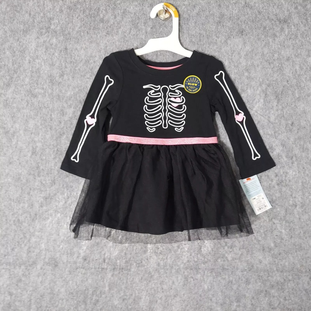 Cat & Jack Baby Dress 12 Mo Skeleton Glow In Dark Tutu Bottom Halloween‎